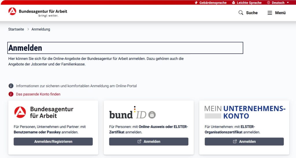 Anmeldemöglichkeiten