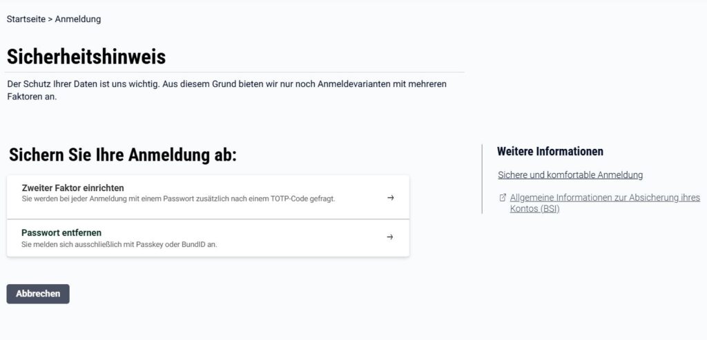 Mehr-Faktor-Authentifizierung